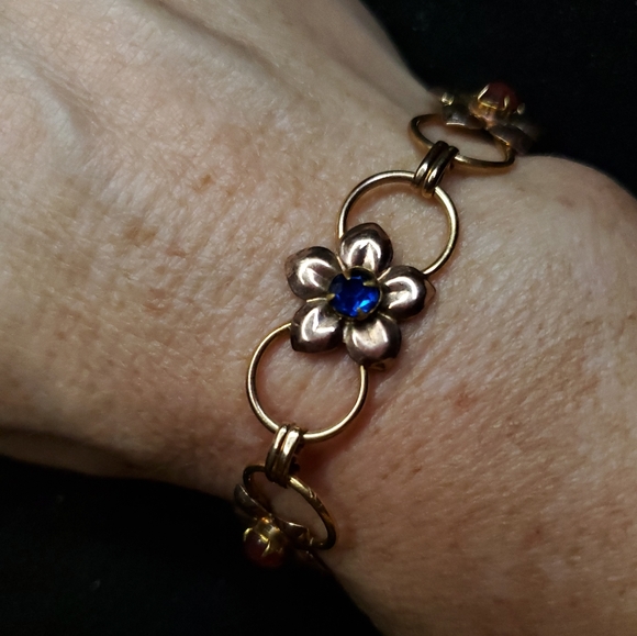 Vintage 12K Gold filled Rose Gold floral bracelet - Picture 2 of 4